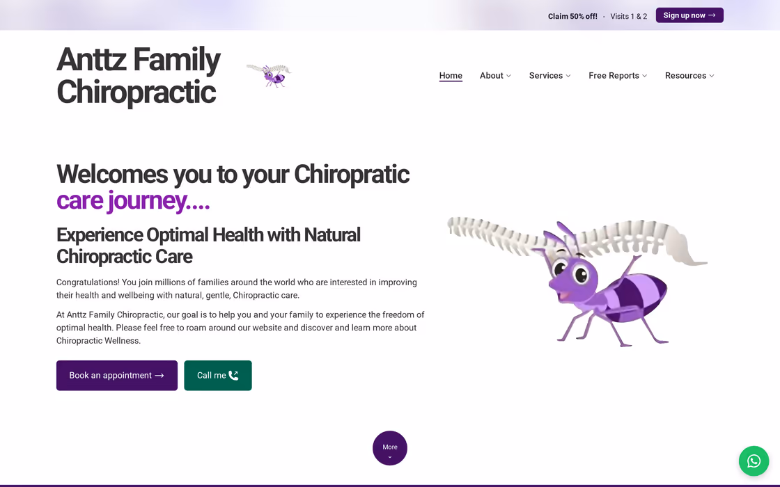 The Anttz Family Chiropractic homepage