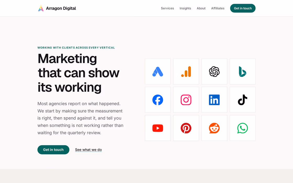 The Arragon Digital homepage